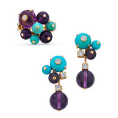 NO RESERVE – CARTIER SET OF AMETHYST, TURQUOISE AND DIAMOND 'LES DÉLICES DE GOA' JEWELLERY