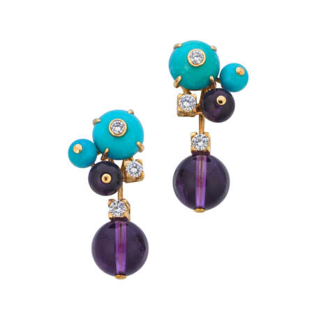 NO RESERVE – CARTIER SET OF AMETHYST, TURQUOISE AND DIAMOND 'LES DÉLICES DE GOA' JEWELLERY - Foto 5