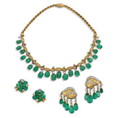 NO RESERVE – SET OF EMERALD AND DIAMOND JEWELLERY, MOUNTED BY CARTIER