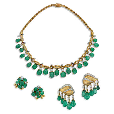 NO RESERVE – SET OF EMERALD AND DIAMOND JEWELLERY, MOUNTED BY CARTIER - фото 1