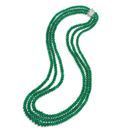 EMERALD BEAD AND DIAMOND NECKLACE - photo 1