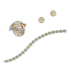 GROUP OF COLOURED DIAMOND AND DIAMOND JEWELLERY