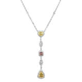 COLOURED DIAMOND AND DIAMOND PENDENT NECKLACE - photo 1