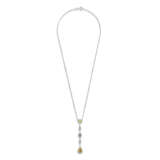 COLOURED DIAMOND AND DIAMOND PENDENT NECKLACE - photo 2