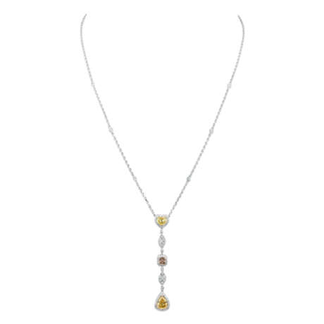 COLOURED DIAMOND AND DIAMOND PENDENT NECKLACE - photo 4