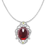 NO RESERVE – TOURMALINE, COLOURED DIAMOND AND COLOURED SAPPHIRE PENDENT NECKLACE - Foto 1