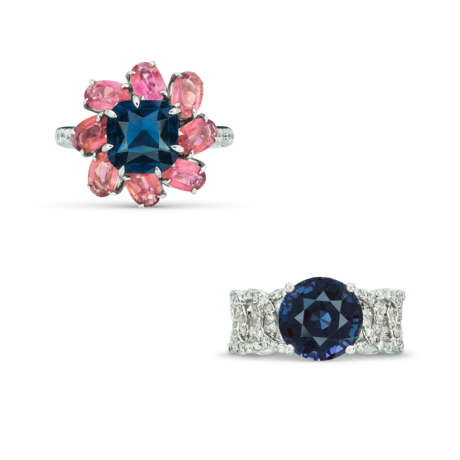 NO RESERVE – COLOURED SPINEL, TOURMALINE AND DIAMOND RING; TOGETHER WITH A COLOURED SPINEL AND DIAMOND RING - photo 1