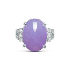 LAVENDER JADEITE AND DIAMOND RING