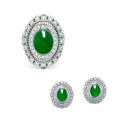 NO RESERVE – SET OF JADEITE AND DIAMOND JEWELLERY