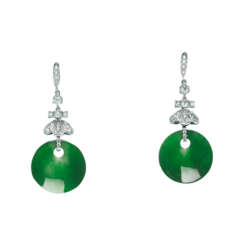 JADEITE AND DIAMOND EARRINGS