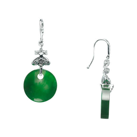 JADEITE AND DIAMOND EARRINGS - Foto 2