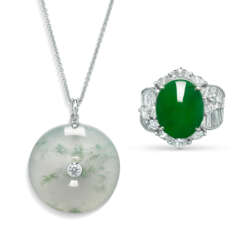 NO RESERVE – SET OF JADEITE AND DIAMOND JEWELLERY