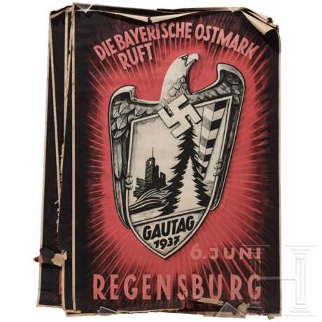 Sechs Exemplare des Plakates "Die bayerische Ostmark ruft - Gautag 1937 - 6. Juni Regensburg" - photo 1