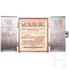 Adolf Hitler - Pergament-Ehrenbürgerurkunde der Stadt Würzburg in prunkvoller Kassette und Etui, 1933