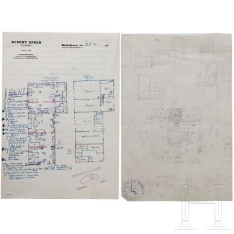 Albert Speer - Lageskizze, vermutlich des Heidelberger Familienanwesens mit Stempel des "Allied Prison Spandau" - photo 1