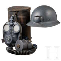 Stahlhelm M 39 für die französische Marine sowie Gasmaske