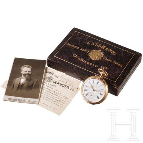 Goldene Taschenuhr von Julius Assmann, Glashütte - фото 1