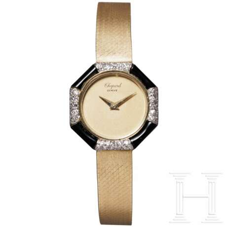 Goldene Chopard-Frauenarmbanduhr mit Diamanten - photo 1