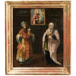 Ikone mit der Heiligen Anna und Johannes Chrysostomos, Russland, Ende 19. Jhdt.