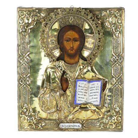 Antique image of the Lord Almighty in a silver gilded frame. Russian Empire, Moscow, 1859. - photo 1