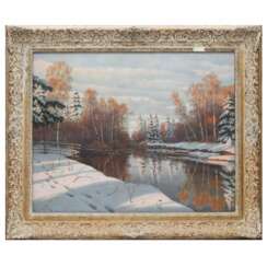 Winter Landscape. River Bank in Winter. Boris Bessonov (1862-1934)