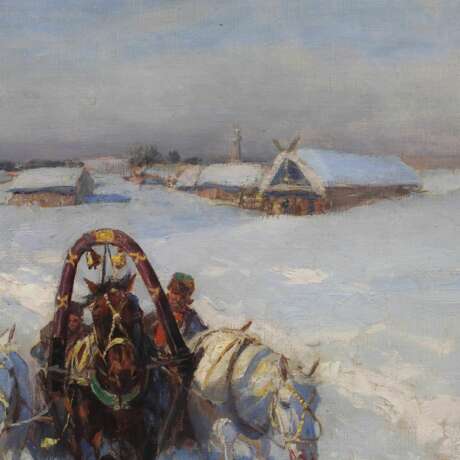 Peasant Troikas in Winter. Franz Alekseevich Roubaud, 1856 Odessa - 1928 Munich - photo 5