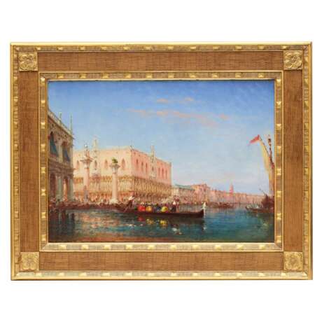 Felix Ziem (1821-1911). View of Venice: Doge`s Palace and Piazzetta Columns. - Foto 1