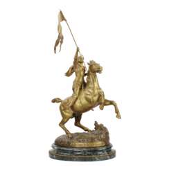 Heroic bronze of an equestrian knight.