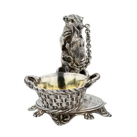 Witty, silver salt cellar with a bear, Grachev`s workshop. 1889. - фото 2