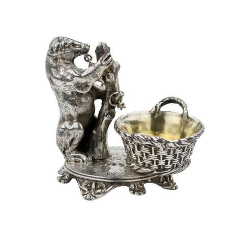 Witty, silver salt cellar with a bear, Grachev`s workshop. 1889. - фото 3