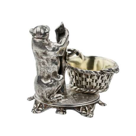 Witty, silver salt cellar with a bear, Grachev`s workshop. 1889. - фото 4