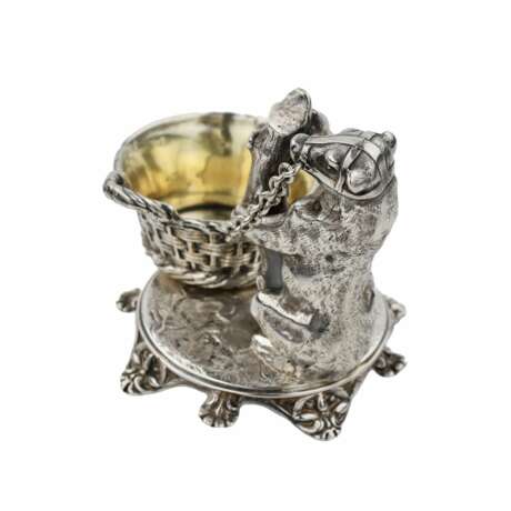 Witty, silver salt cellar with a bear, Grachev`s workshop. 1889. - фото 5