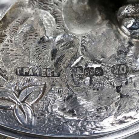 Witty, silver salt cellar with a bear, Grachev`s workshop. 1889. - фото 7