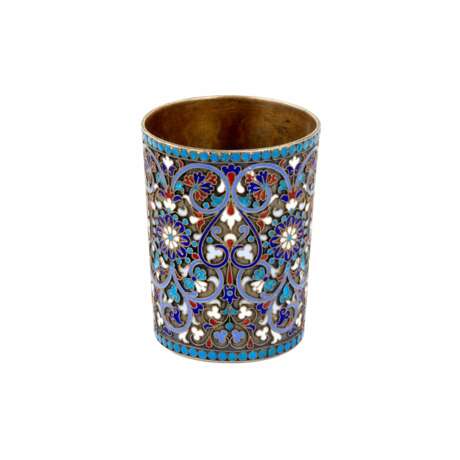 Russian silver vodka cup with cloisonne enamel. Gustav Klingert. Moscow. 1893. - Foto 2