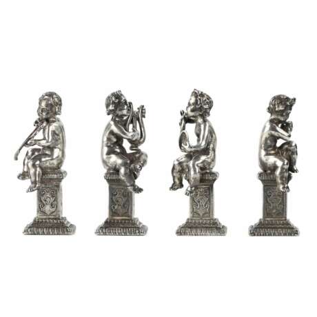 Four funny figures of putti musicians in silver. - фото 4