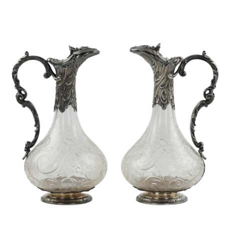 Pair of wine glass jugs in silver, Louis XV style, turn of the 19th-20th centuries. - Foto 1