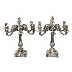 Pair of silver candelabra. Vercelli 1920.