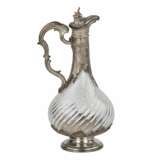 French fluted glass wine jug in silver in the style of Louis XV, late 19th century. - photo 1