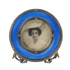 Silver photo frame with guilloché enamel. Saint Petersburg. I.S. Britsyn. 1908-1917.