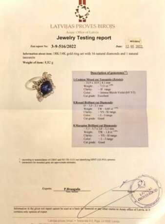 Gold ring with tanzanite and diamonds. - photo 7