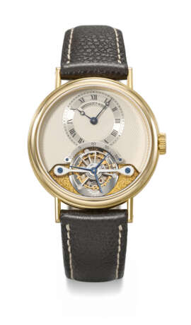 BREGUET. A RARE AND HIGHLY ATTRACTIVE 18K GOLD TOURBILLON WRISTWATCH - фото 1