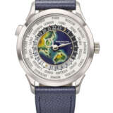 PATEK PHILIPPE. A RARE AND ATTRACTIVE 18K WHITE GOLD AUTOMATIC WORLD TIME WRISTWATCH WITH CLOISONN&#201; ENAMEL DIAL - photo 1