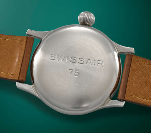 LONGINES. AN EXTREMELY RARE AND LARGE STAINLESS STEEL PILOT`S WRISTWATCH WITH SWEEP CENTRE SECONDS AND 24-HOUR INDICATION, MADE FOR SWISSAIR - photo 3