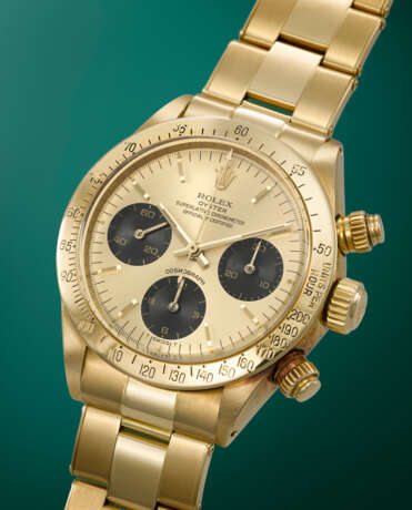 ROLEX. A RARE AND ATTTRACTIVE 18K GOLD CHRONOGRAPH WRISTWATCH WITH BRACELET - фото 2