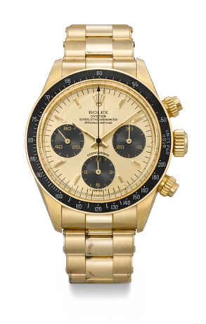 ROLEX. A VERY WELL-PRESERVED AND RARE 18K GOLD CHRONOGRAPH WRISTWATCH WITH BRACELET - фото 1