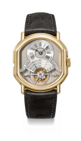 DANIEL ROTH. A VERY RARE AND CHARMING 18K GOLD DOUBLE SIDED TOURBILLON WRISTWATCH WITH DATE AND POWER RESERVE INDICATION - фото 1