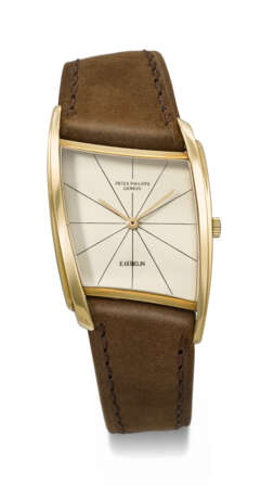 PATEK PHILIPPE. A VERY RARE AND UNUSUAL 18K GOLD ASYMMETRICAL WRISTWATCH, DESIGNED BY GILBERT ALBERT - photo 1