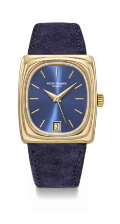 PATEK PHILIPPE. A RARE 18K GOLD QUARTZ WRISTWATCH WITH SWEEP CENTRE SECONDS AND DATE - фото 1