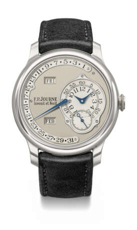 F. P. JOURNE. A RARE AND COVETED PLATINUM AUTOMATIC ANNUAL CALENDAR WRISTWATCH WITH RETROGRADE DATE - Foto 1