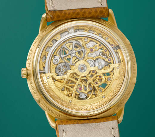 AUDEMARS PIGUET. A RARE AND ELEGANT 18K GOLD AUTOMATIC SKELETONIZED PERPETUAL CALENDAR WRISTWATCH WITH MOON PHASES - фото 3